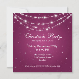 Party Invitation Elegant Sparkling Chain Berry