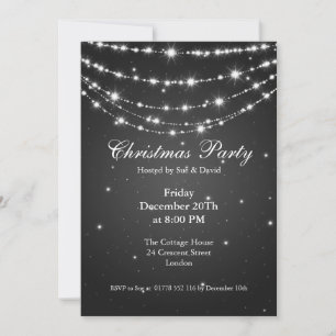 Party Invitation Elegant Sparkling Chain Black