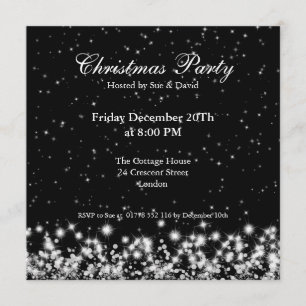 Party Invitation Elegant Winter Sparkle Black