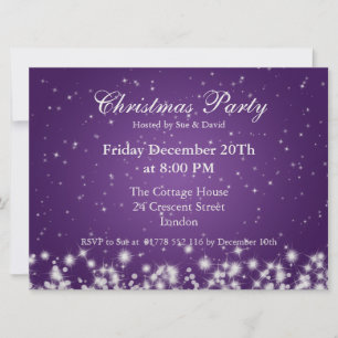 Party Invitation Elegant Winter Sparkle Purple