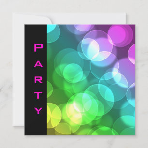 Party Invitation Feathers Black Pink Bubbles