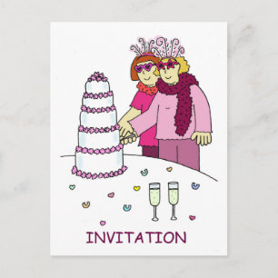 Party Invitation Female Couple in Fun Outfits Postcard