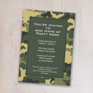 Party Invitation: Green Military Camouflage Invitation