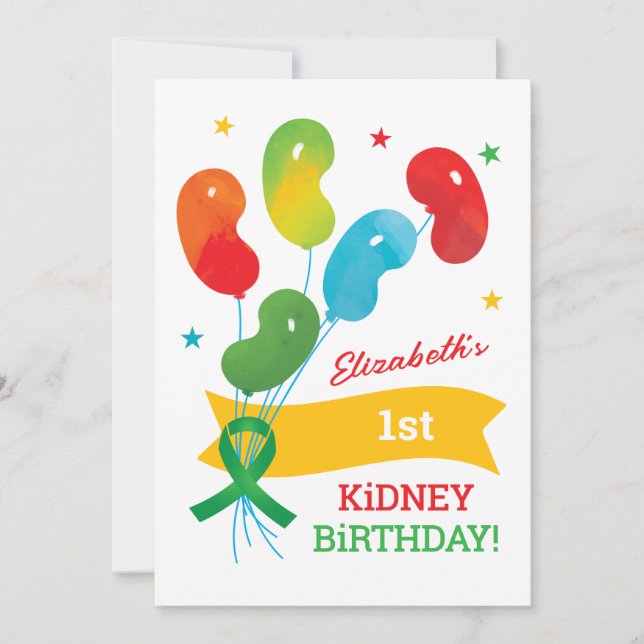 Party Invitation Kidney Transplant Birthday  (Front)