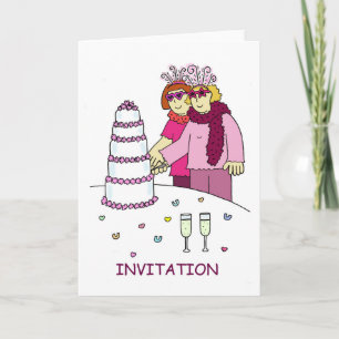 Party invitation, lesbians in funky outfits. invitation