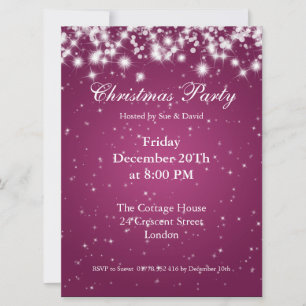 Party Invitation Pink Elegant Sparkle Custom