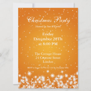 Party Invitation Tangerine Elegant Winter Sparkle
