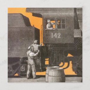 PARTY INVITATION TRAIN LOCOMOTIVE ENGINE