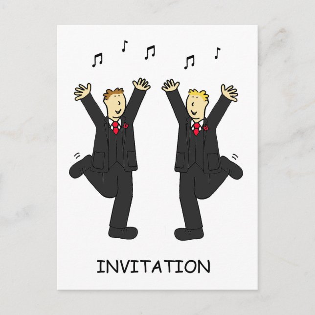 Party Invitation Two Grooms Dancing (Front)
