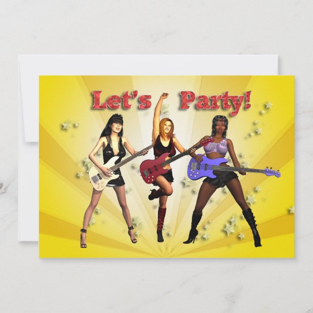 Party invitation with a girl band (Front)