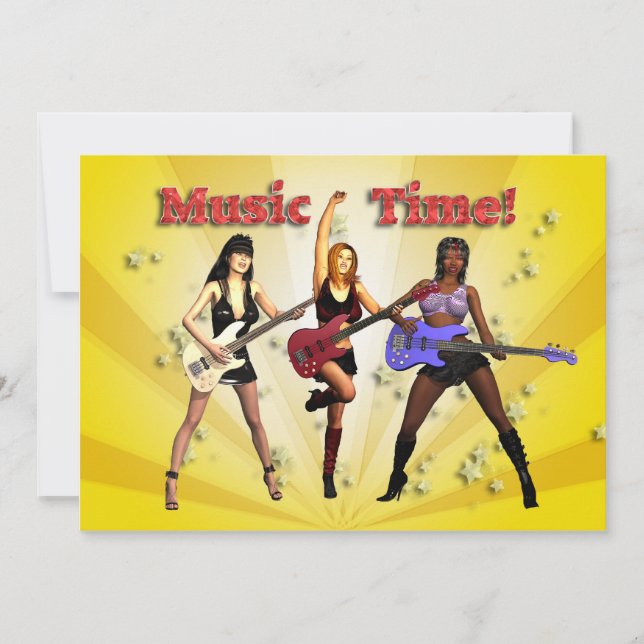 Party invitation with a girl band (Front)