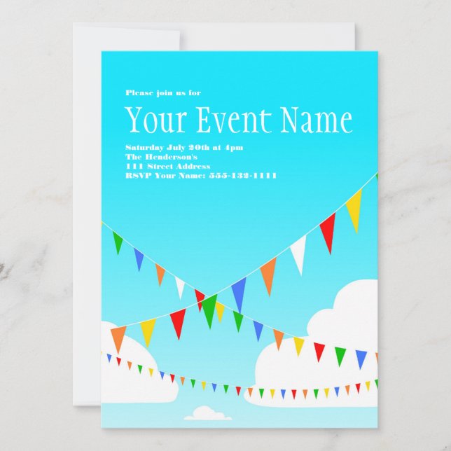 Party Invitation with Pennants (Front)