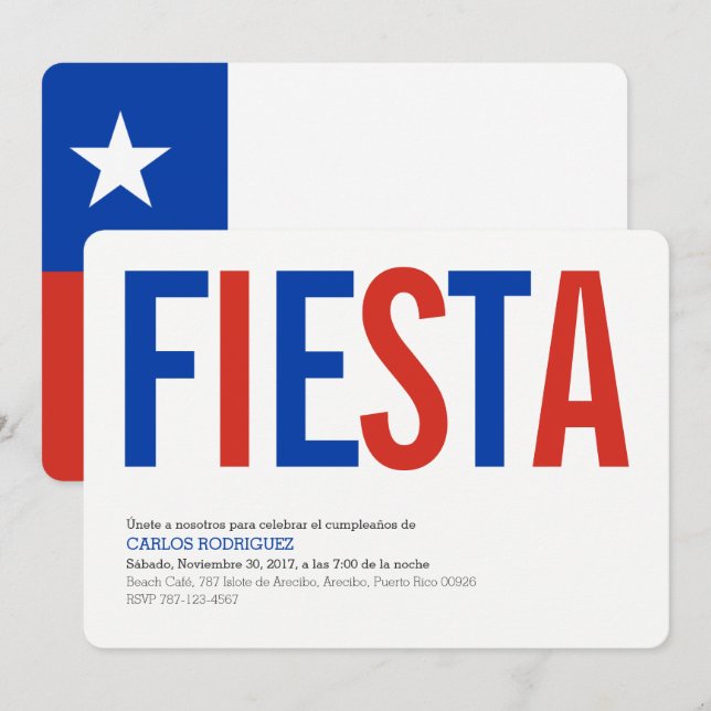 Party: Invitations: Chile: Chilean Flag Invitation (Front/Back)