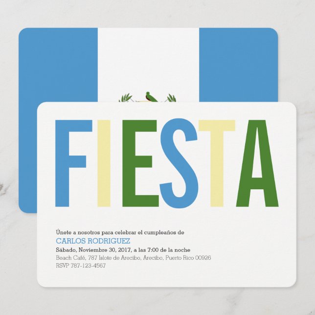 Party: Invitations: Guatemala: Guatemalan Flag Invitation (Front/Back)