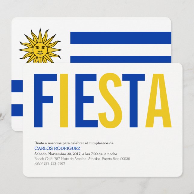 Party: Invitations: Uruguay: Uruguayan Flag Invitation (Front/Back)