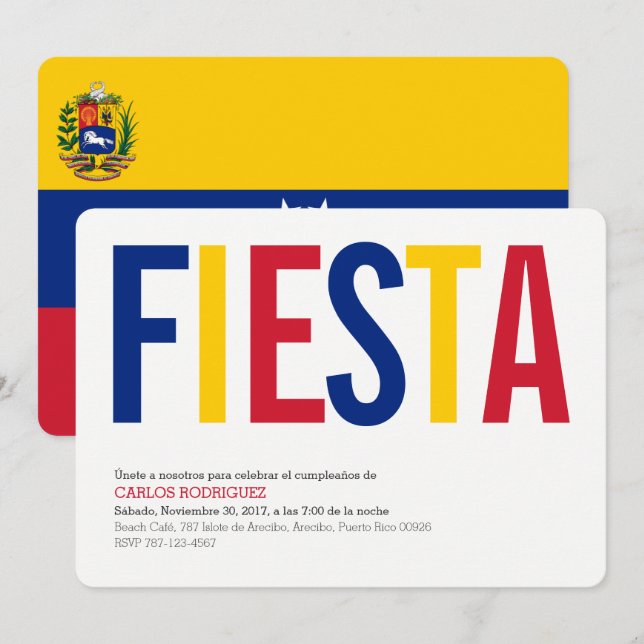 Party: Invitations: Venezuela: Venezuelan Flag Invitation (Front/Back)
