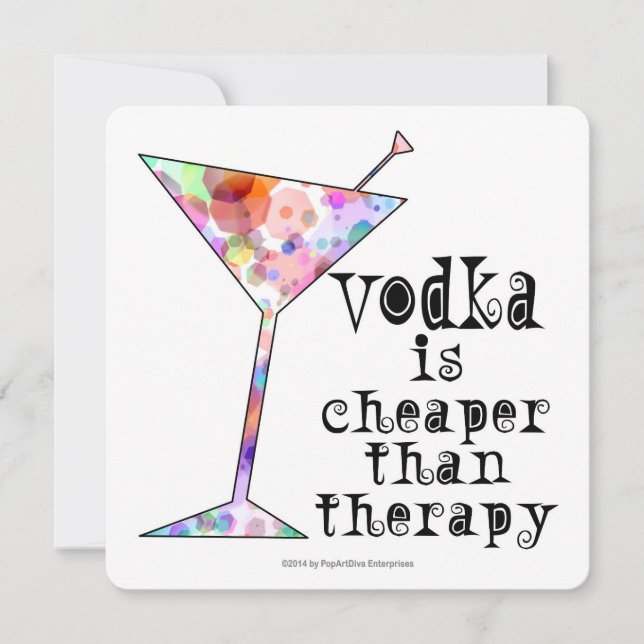PARTY INVITATIONS,VODKA IS CHEAPER THAN THERAPY INVITATION (Front)