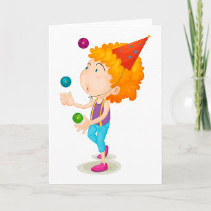 Party Kid Juggling Colourful Balls Card