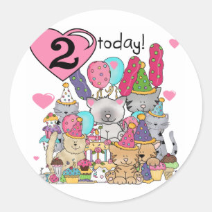 Party Kittens 2nd Birthday T-shirts and Gifts Classic Round Sticker