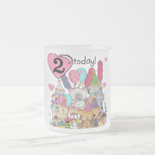 Party Kittens 2nd Birthday T-shirts and Gifts Frosted Glass Coffee Mug
