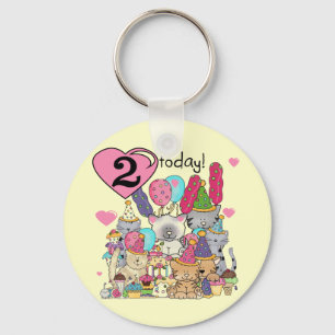 Party Kittens 2nd Birthday T-shirts and Gifts Key Ring