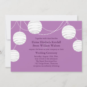 Party Lanterns on Purple Wedding Invitation