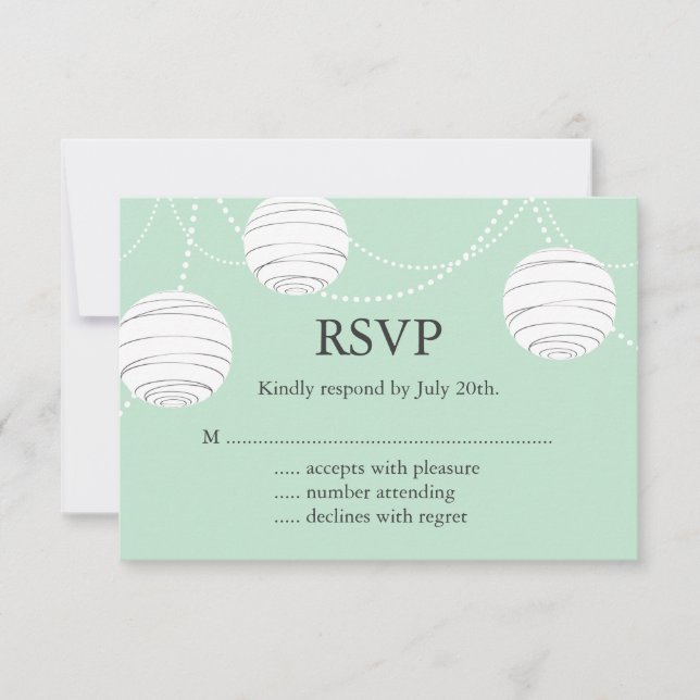 Party Lanterns RSVP in Mint Green Card (Front)