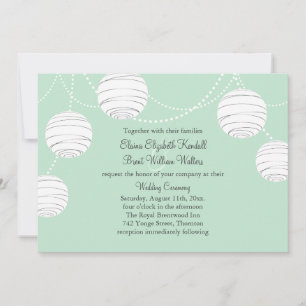 Party Lanterns Wedding Invitation in Mint Green