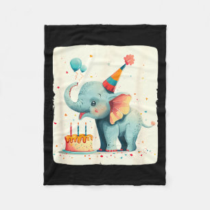 Party Large With This Happy Birthday Elephant Grap Fleece Blanket