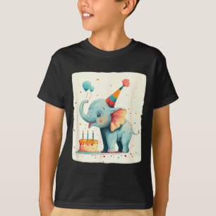 Party Large With This Happy Birthday Elephant Grap T-Shirt