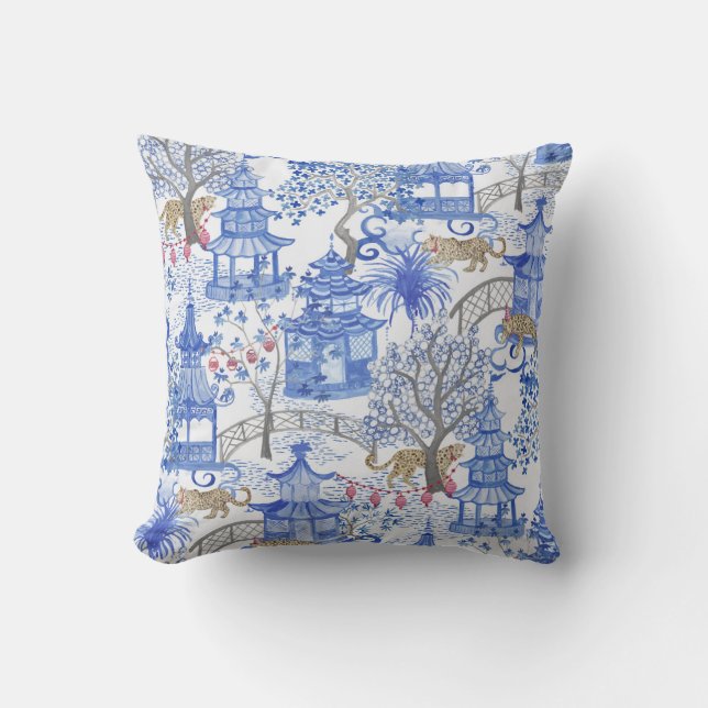 Party Leopards in the pagoda Forest Cushion (Front)