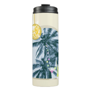 Party Lights, Cocktails and Disco Ball under Palms Thermal Tumbler