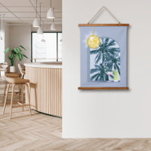 Party Lights Cocktails Disco Ball Palms on Blue