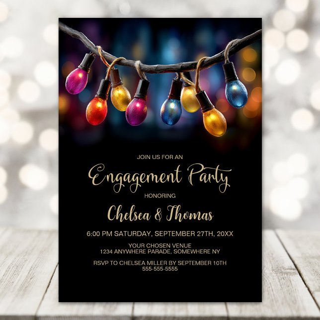 Party Lights Engagement Party Invitation (Creator Uploaded)