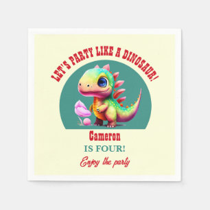 Party Like a Dinosaur Any Age Colourful Birthday Napkin