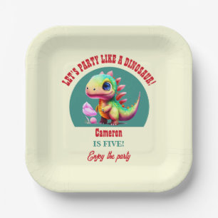 Party Like a Dinosaur Any Age Colourful Birthday  Paper Plate
