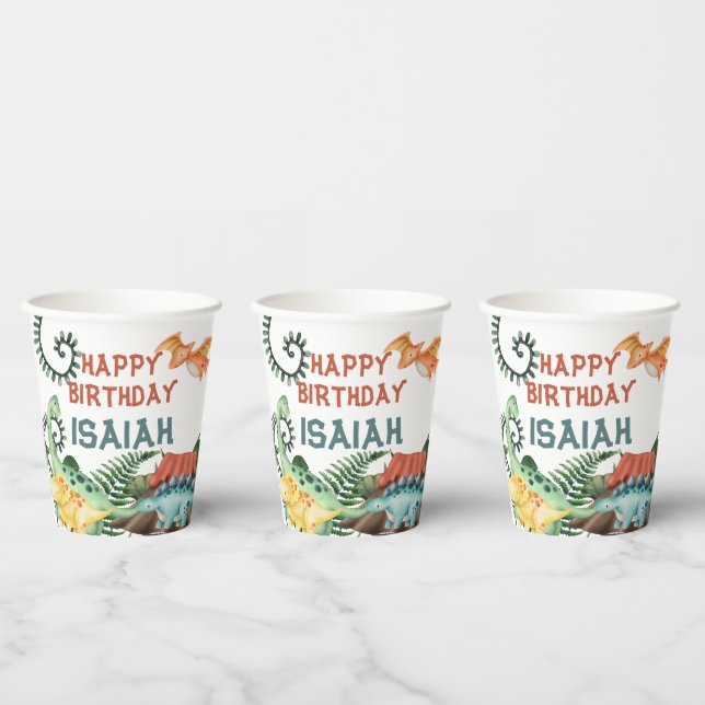 Party Like a Dinosaur Birthday  Paper Cups (Multi)