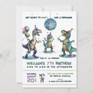 Party Like A Dinosaur Birthday Party Invitation
