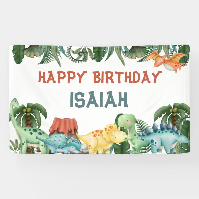Party Like a Dinosaur Birthday Personalised  Banner (Horizontal)