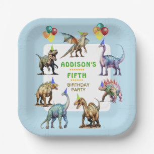 Party LIke A Dinosaur Colourful Fun Customised Paper Plate