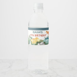 Party Like a Dinosaur Happy Birthday Personalised Water Bottle Label