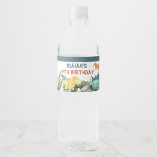 Party Like a Dinosaur Happy Birthday Personalised Water Bottle Label