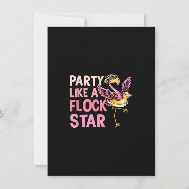 Party Like a Flock Star Funny Flamingo Invitation (Front)