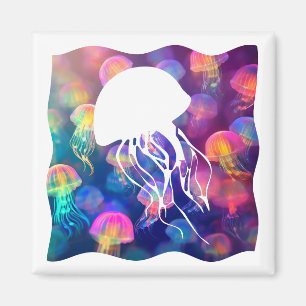 Party Like a Jellyfish Silhouette Customisable Magnet