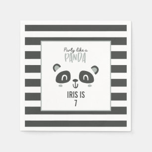 Party like a panda bright colorful birthday napkin