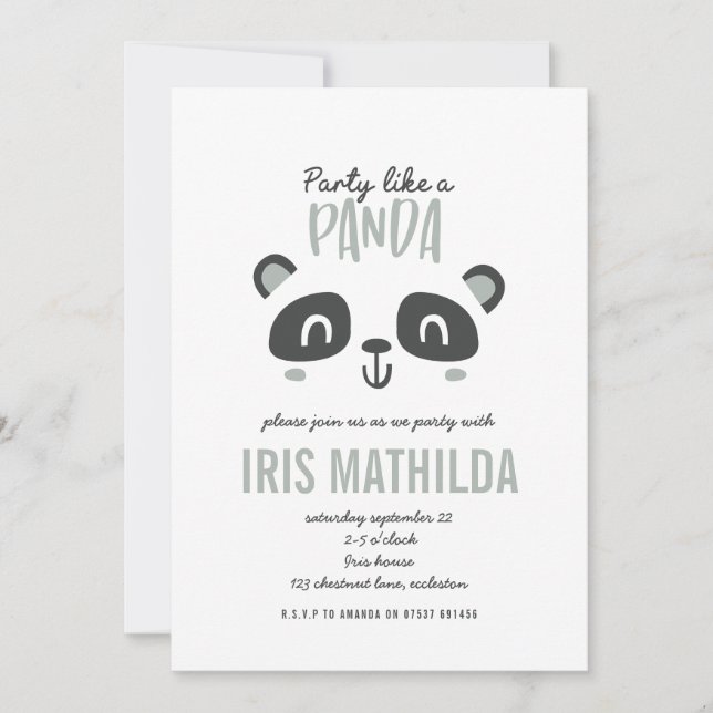Party like a panda bright colourful birthday (Front)