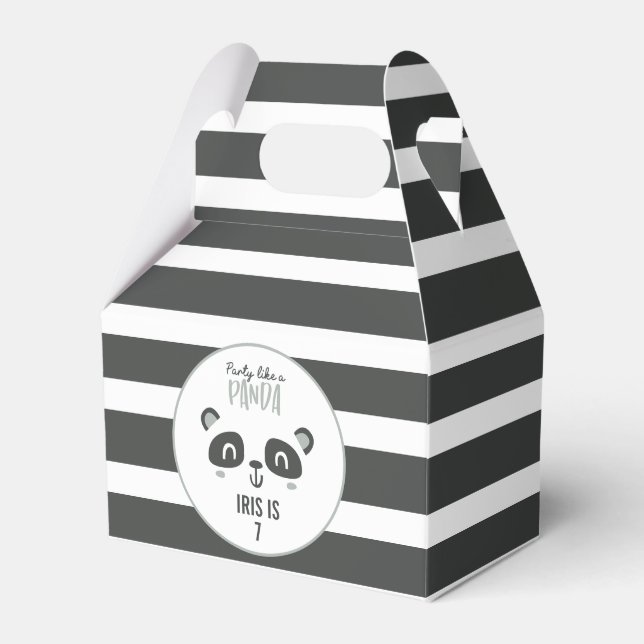 Party like a panda bright colourful birthday favour box (Front Side)
