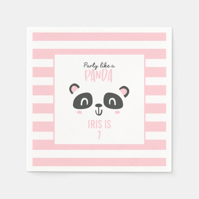 Party like a panda bright colourful birthday napkin (Front)