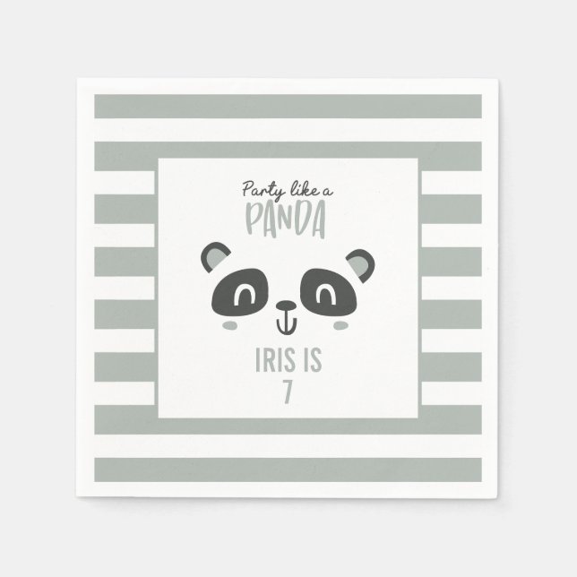 Party like a panda bright colourful birthday napkin (Front)