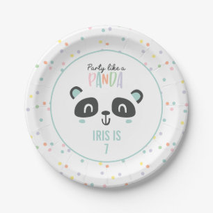 Party like a panda bright colourful birthday paper plate